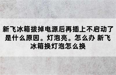 新飞冰箱拔掉电源后再插上不启动了是什么原因。灯泡亮。怎么办 新飞冰箱换灯泡怎么换